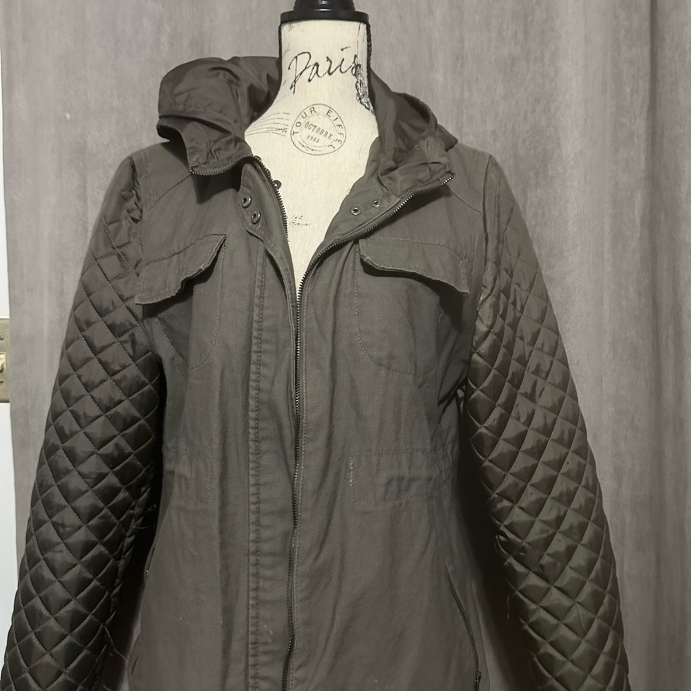 Mossimo Supply Co Green Utility Jacket with Quilted Sleeves